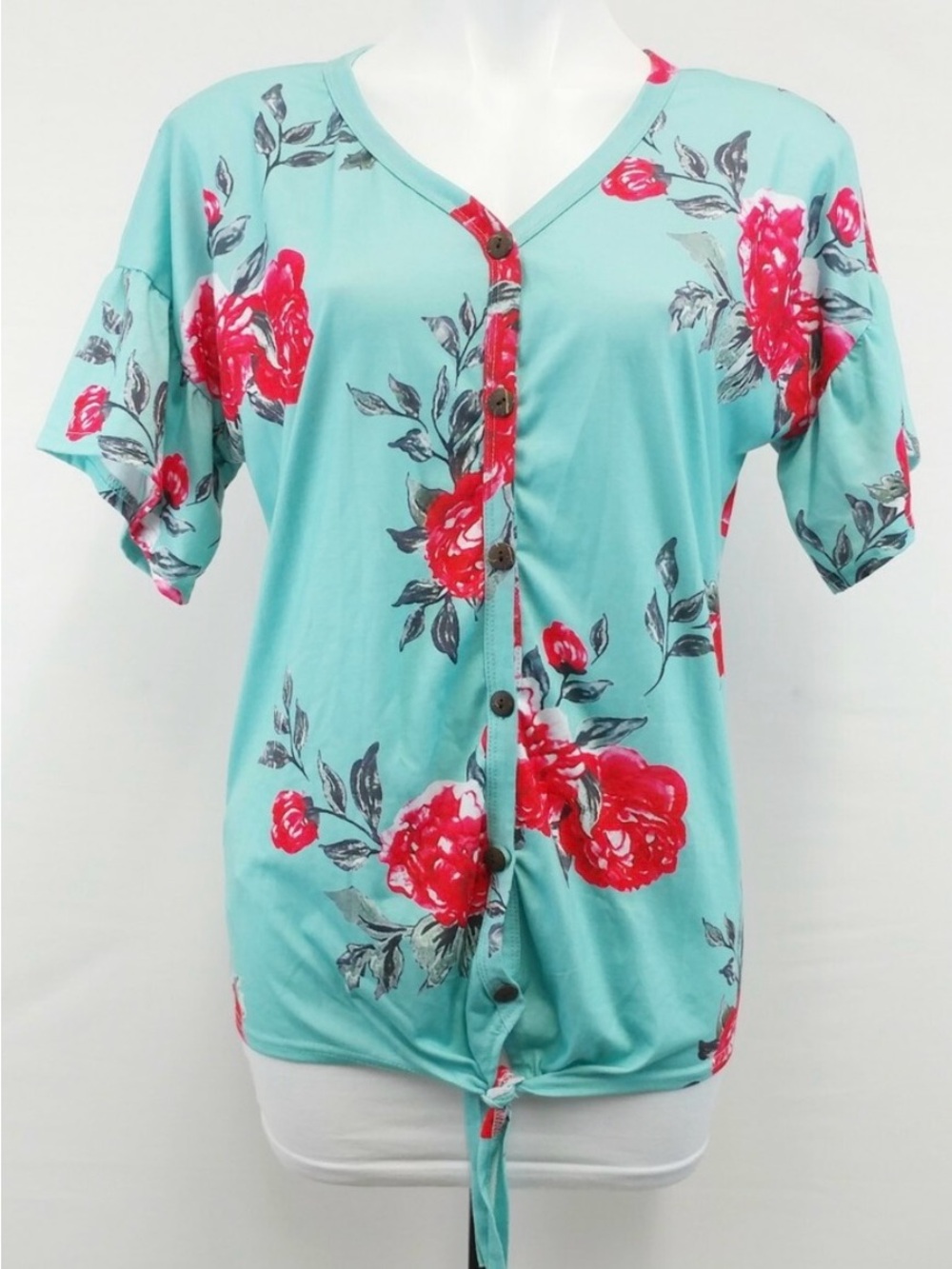 Turquise cottagecore blouse m